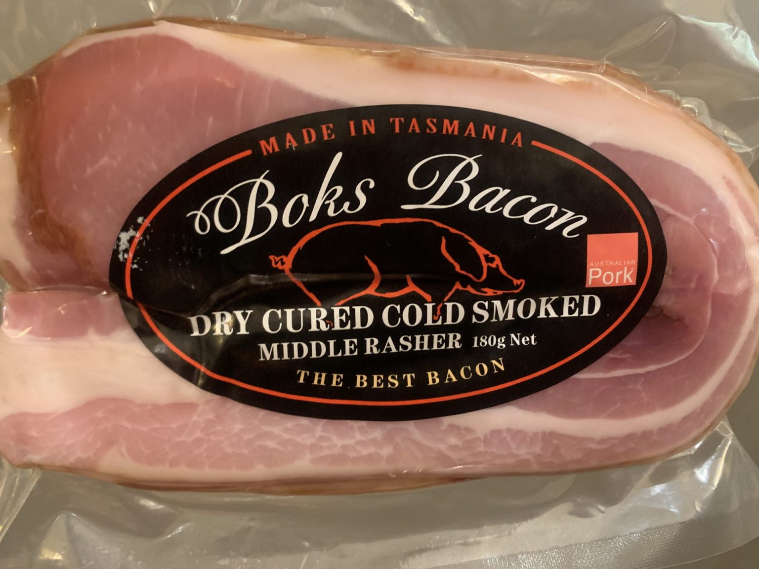 Boks Bacon (Middle Rasher) 180gm pack Vermey's Quality Meats